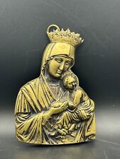 Vintage Brass Virgin Mary w/ Infant Jesus Wall Hanging picture
