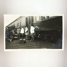 Boarding Train Platform Baggage Photo 1930s Black Railroad Worker Snapshot B3039 picture