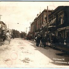 1910 Independence, IA Chatham St RPPC Real Photo Postcard Downtown Horses A47 picture
