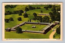 Muskogee OK-Oklahoma, Fort Gibson Stockade, Antique Vintage Souvenir Postcard picture