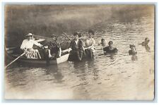 c1910's Womens Scene Boat Lake RPPC Photo Unposted Antique Postcard picture
