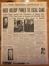 VINTAGE NEWSPAPER HEADLINE ~ ARMORED CAR ROBBERY 1950 BRINKS ARMORY BOSTON MA picture