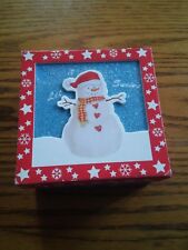 015 Cute 4.5x4.5x2.5 Snowman Storage Box Winter Holiday Let It Snow  picture
