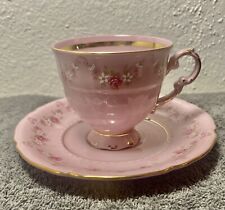Leander 1907 Pink Porcelain Tea Cup 14k Gold Trim Czech Republic Handpainted picture