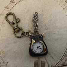 Classic Vintage Guitar Pocket Watch Creative Bronze Keychain Novelty Watch Gifts picture