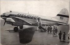 Vintage 1940s SAFEWAY - SKYCOACH AIRLINES Ad Postcard Passengers Boarding Plane picture