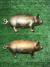 Vintage Brass Piggy Banks Lot Of 2 picture