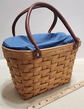 Longaberger 2003 Medium Boardwalk Basket Purse Handbag Plastic & Fabric Liner picture