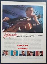 VIntage Print Ad Gregor Piatigorsky Columbia Records Photo Cellist 1944 picture