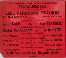 Vintage Boxing Lineup Ticket 1931 Chicago Denemark Stadium Mickey McFarland picture
