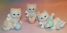 Vintage Homco Kittens Kitty Cat w/ Yarn #1410 White Porcelain Bisque : Set of 3 picture