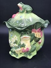 Flowers Inc Balloons Frog Intricate Cookie/Candy Jar.  Rare.  Minor Repair. picture