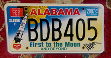 ALABAMA SPACE EXPLORATION FIRST TO THE MOON ROCKET LICENSE PLATE FIRST STYLE picture