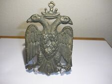 Vintage Brass Byzantine Symbol Double-Headed Eagle Crest Coat Of Arms picture