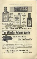 1897 PAPER AD Antique Vintage Nye's Pure Sperm Whale Oil Bicycle Lantern Bottle picture