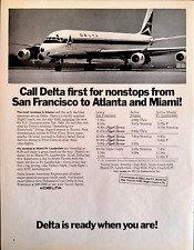 1971 Delta Airlines Non Stop San Francisco Atlanta Miami Night Coach Print Ad picture