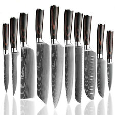 10PC Japanese kitchen knives Laser Damascus pattern chef knife Set & Scabbard US picture