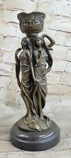 Real Large Semi Nude Twins Candelabra Candle Holder Bronze Sculpture Statue Sale picture