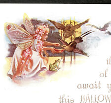 Fairy Wings Girl Frog May Best Fortune Await Halloween Gibson Art GA18 PostCard picture