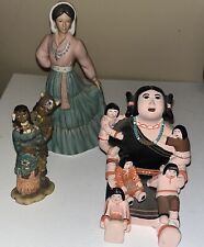 3 Vintage Native American Figurines Hopi Storyteller, Hisband Wife, Spanish Lady picture