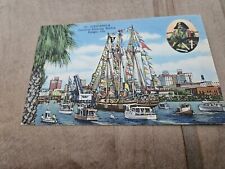 Vintage 1939 Gasparilla Carnival Pirate Ship Entering Tampa Bay FL Harbor picture
