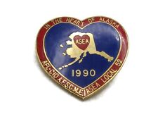 ASEA 1990 AFL-CIO A.F.S.C.M.E Pin Red & Blue Heart & Gold Tone picture