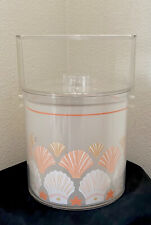 Large Acrylic Ice Bucket Lid Tongs Stotter Sea Shells Frosted Peach White VTG picture