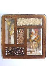 1970's MCM Acrylic Napkin Holder Colorful Lucite Pressed Dried Beans & Wheat picture
