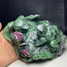1263g Natural Crystal Mineral Specimen.RUBY ZOISITE. Hand-carved Frog.Gift.ZF picture
