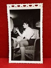 1900s 1950s Girl Smoking Pipe @ Basement Party Original Vintage Rare OOAK Photo picture