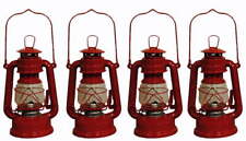 Lot of 4 - 8 Inch Red Hurricane Kerosene Oil Lantern Hanging Light / Lamp picture