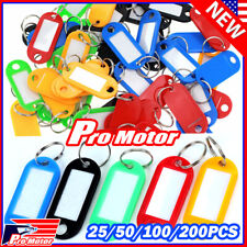 100X Plastic Key Tags Metal Ring Luggage Card Name Label Keychain W/ Split Ring picture