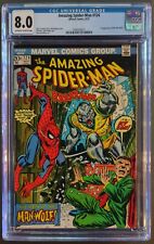 AMAZING SPIDER-MAN #124 CGC 8.0 OW-W MARVEL COMICS SEPTEMBER 1973 - 1ST MAN-WOLF picture