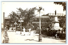 Tampico Tamaulipas Mexico RPPC Photo Postcard Plaza Libertad Lights c1940's picture