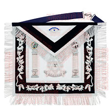 Hand Masonic Past Master Sheep Apron Silver Bullion Embroidered Navy Blue Velvet picture