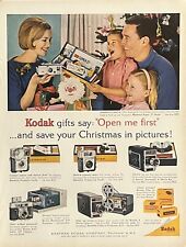 1962 Vtg Print Ad Kodak Cameras Christmas Tree Retro Home Kitchen MCM Wall Art picture