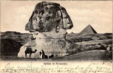 Rare vintage Egyptian postcard posted 1907 - The Sphinx and the Pyramids picture