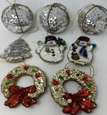 Eight Vintage handmade sequence ornaments picture