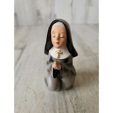 nun religious praying vintage statue figurine rosary picture
