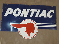 PORCELAIN PONTIAC ENAMEL SIGN 32X20 INCHES DOUBLE SIDED picture
