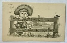 Lonely Cowboy With Dogs Funny Vintage Postcard. 1913 picture