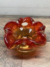 Arte Murano Icet Hand Blown Glass Floral Ruffled Dish Bowl Estate picture