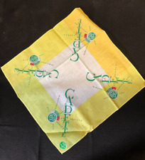*NEW* Vintage 1963 Girl Scout Cadet Handkerchief, Yellow Border, w/Price Sticker picture