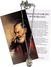 St. Pio Pendant with Holy Card Stress Relief Symbol 1 Inch Medal and 20 Inch picture