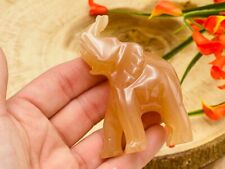 Honey Caramel Calcite Elephant Figurine, Crystal Animal Standing Statuette, 3