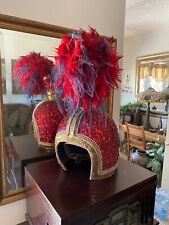 CIRCUS Showgirl Feather  Headpiece  RINGLING BARNUM & BAILEY Red & Gold Sequins picture