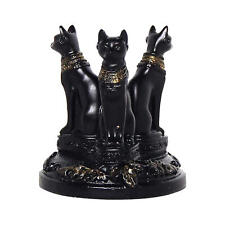 Egyptian Cat Statue Bastet Cats Crystal Sphere Ball Stand Triple Goddess Display picture