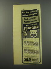 1944 Clorox Advertisement - Even if you must skimp on house cleaning time picture