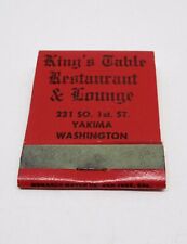King's Table Restaurant & Lounge Yakima Washington FULL Matchbook  picture