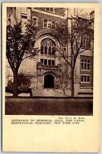 entrance to Memorial Hall, Union Theological Seminary, NYC NY postcard UNP picture